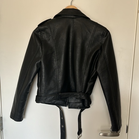 Off The Edge Black Vegan Leather Moto Jacket - Picture 10 of 13